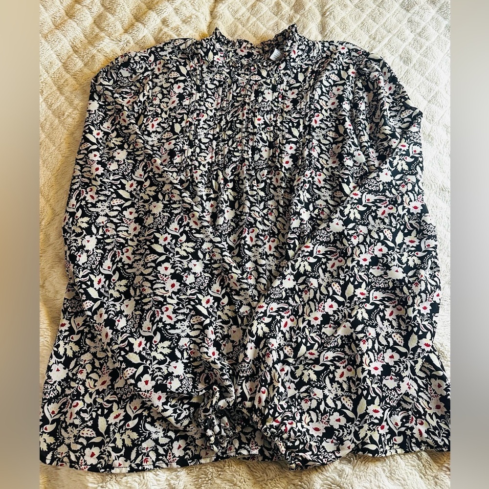 Carolina Belle Montreal Womens Floral Blouse Bishop Sleeves